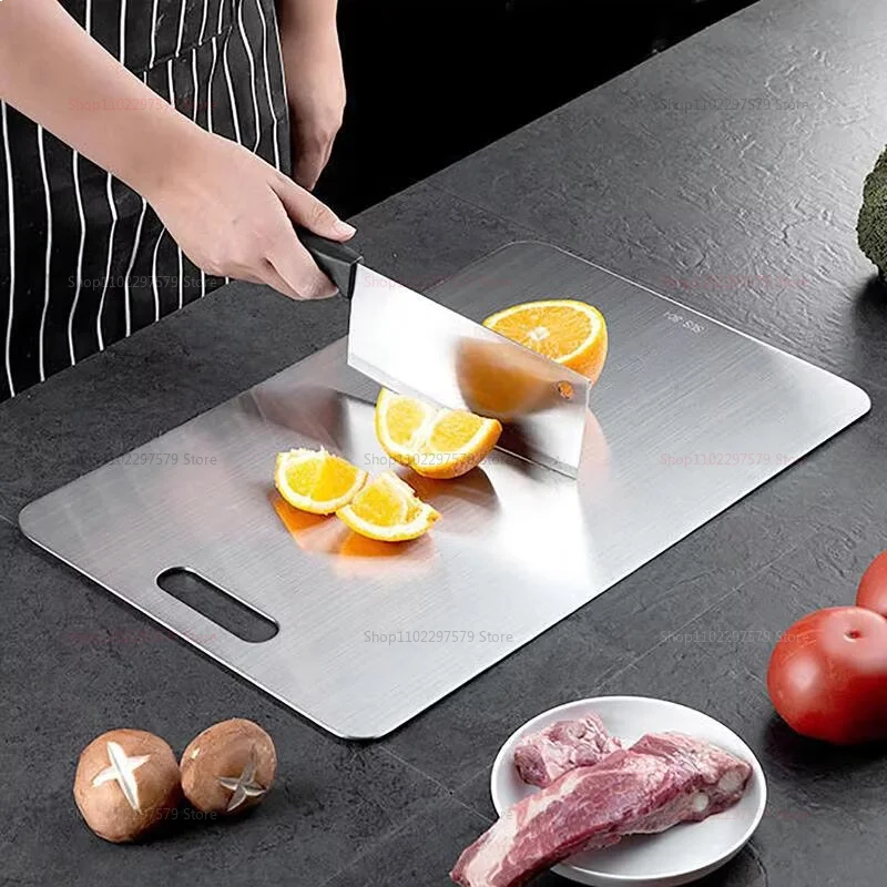 Titanium Cutting Board – Double-Sided Antibacterial Stainless Kitchen Board | Durable, Easy to Clean, Non-Slip Food Prep Mat for Home & Chef Use