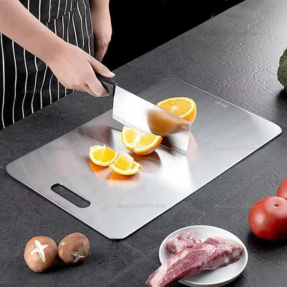 Titanium Cutting Board – Double-Sided Antibacterial Stainless Kitchen Board | Durable, Easy to Clean, Non-Slip Food Prep Mat for Home & Chef Use
