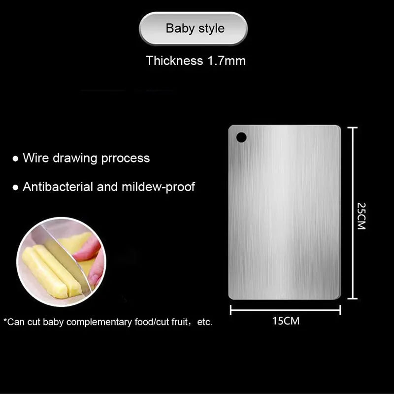 Titanium Cutting Board – Double-Sided Antibacterial Stainless Kitchen Board | Durable, Easy to Clean, Non-Slip Food Prep Mat for Home & Chef Use