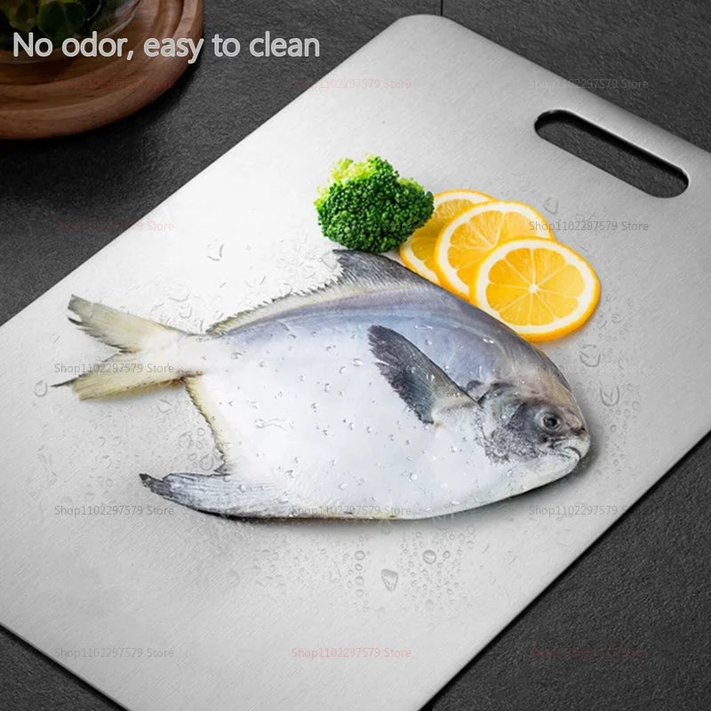 Titanium Cutting Board – Double-Sided Antibacterial Stainless Kitchen Board | Durable, Easy to Clean, Non-Slip Food Prep Mat for Home & Chef Use
