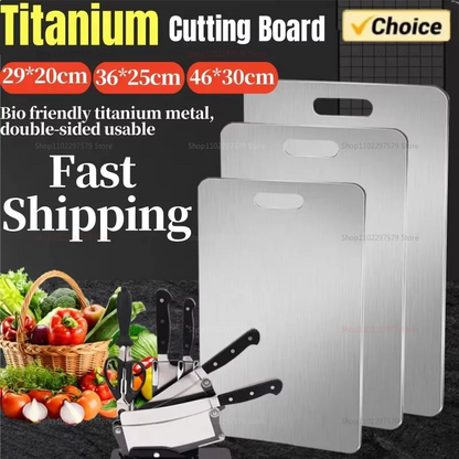 Titanium Cutting Board – Double-Sided Antibacterial Stainless Kitchen Board | Durable, Easy to Clean, Non-Slip Food Prep Mat for Home & Chef Use