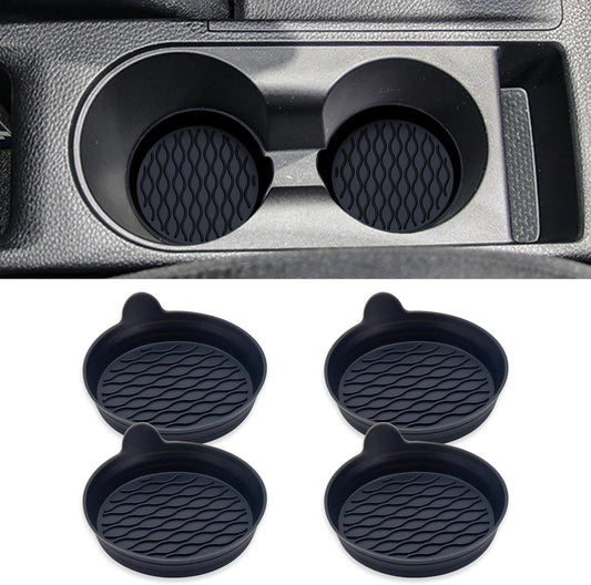 4PCS Universal Silicone Car Cup Holder Coasters – Non-Slip, Waterproof, Easy to Clean Interior Protectors for All Vehicles (Black, Red, Pink, Blue, Grey)