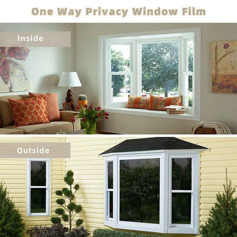 One-Way Mirror Window Film - Heat and UV Reflective Privacy Tint for Residential and Commercial Use