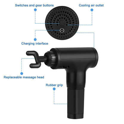 Deep Tissue Massage Gun – 6-Speed Percussion Muscle Massager with 4 Heads | Quiet Handheld Therapy Gun for Pain Relief, Recovery & Relaxation