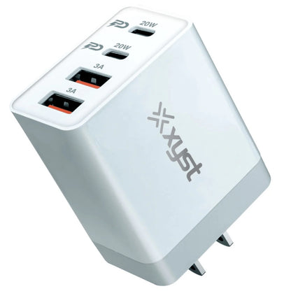 Xyst 35W 4-Port USB Wall Charger | Dual USB-C PD Fast Charger + 2 USB-A | Rapid 4-Device Charging for iPhone, Samsung & Tablets