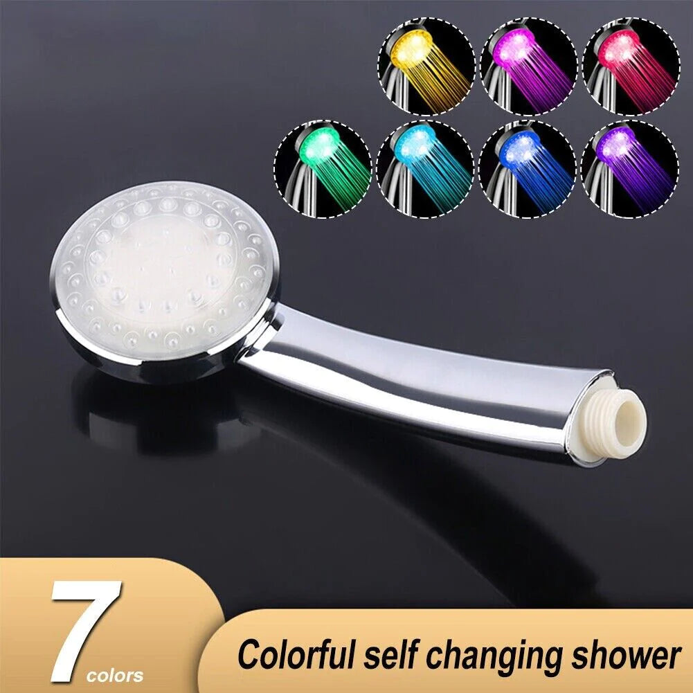 7-Color Changing LED Shower Head for Home Bathroom with Water Bath Glow Feature