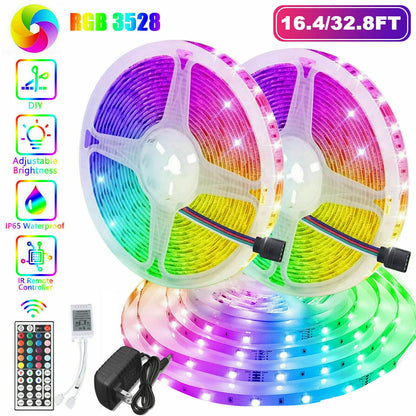 32FT Flexible RGB LED SMD Strip Light with Remote Control for Home, TV, Party, and Bar Decor