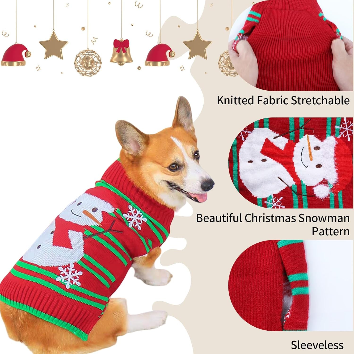 Ugly Christmas Pet Sweater – Cozy Snowman Knit for Dogs & Cats | Soft Stretch Holiday Outfit for Small & Medium Breeds