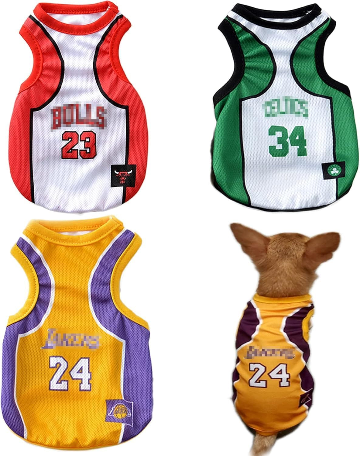 3-Pack Dog Basketball Jerseys – Sporty Pet Outfits for Small & Medium Dogs | Breathable Summer Clothes for Chihuahua, Yorkie, Bulldog & More