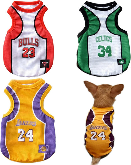 3-Pack Dog Basketball Jerseys – Sporty Pet Outfits for Small & Medium Dogs | Breathable Summer Clothes for Chihuahua, Yorkie, Bulldog & More