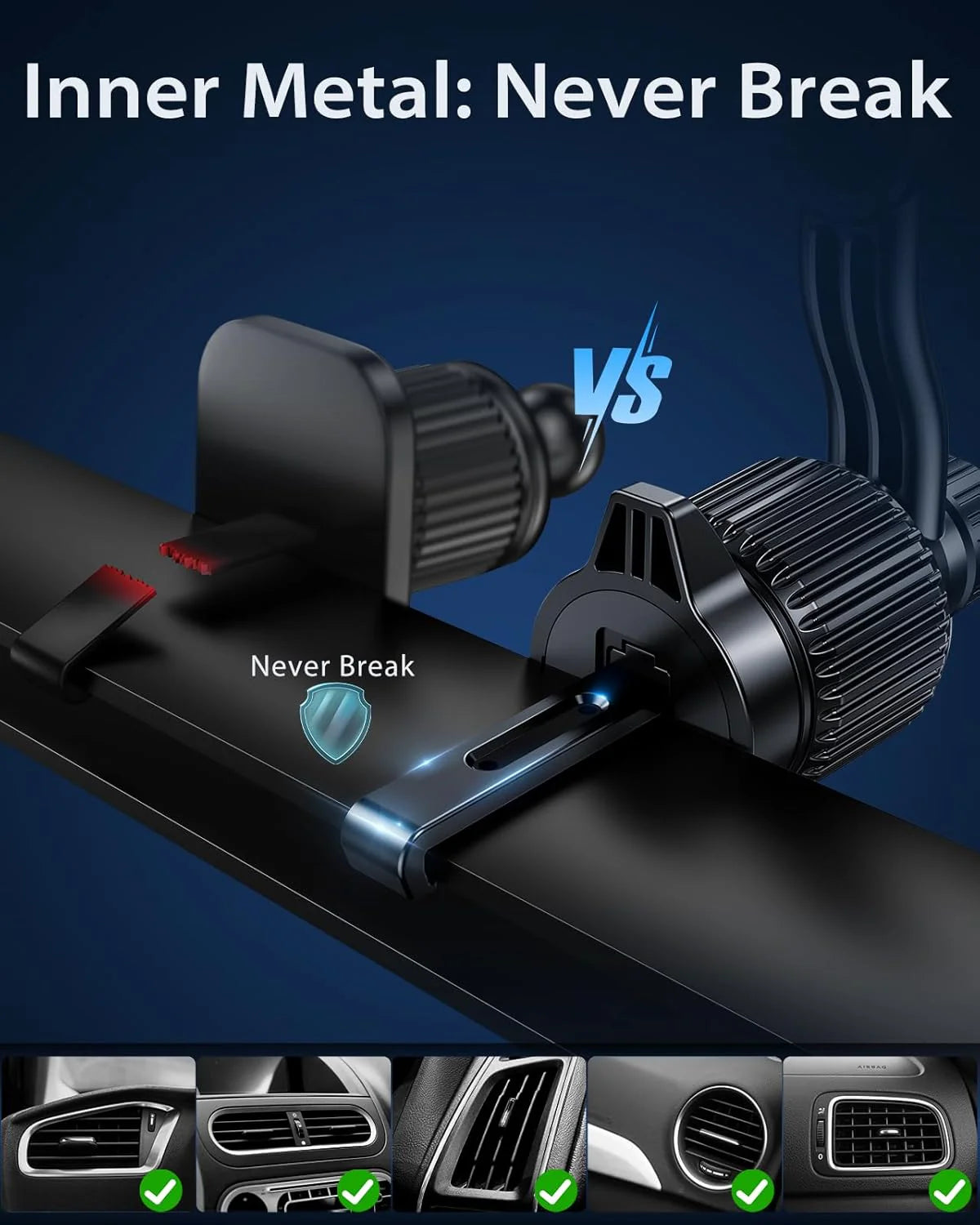 MagSafe 360° Magnetic Car Mount | Strong N52 Magnet Air Vent & Dashboard Phone Holder | Universal for iPhone & Android | Secure Hands-Free Drive