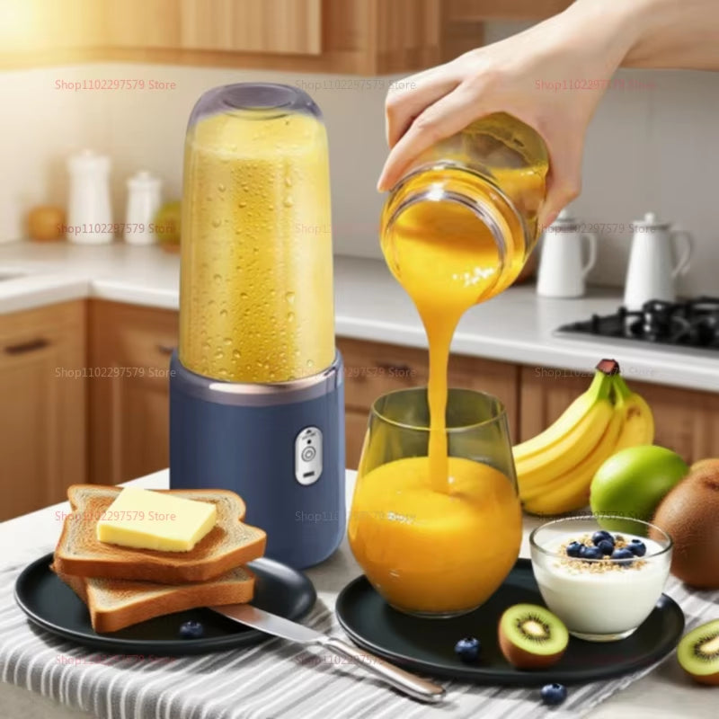 6-Blade Portable Blender with 2 Cups | USB Rechargeable Smoothie Maker | Personal Juicer Mixer for Travel, Fruit Juice & Shakes