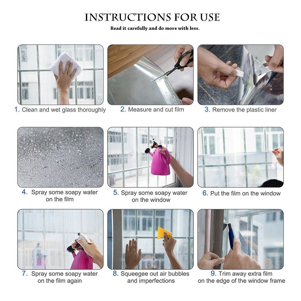 One-Way Mirror Window Film - Heat and UV Reflective Privacy Tint for Residential and Commercial Use