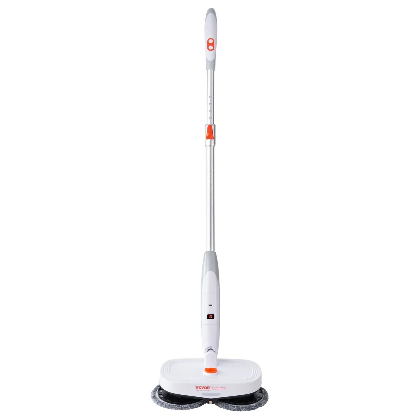 VEVOR Cordless Electric Mop with Integrated Water Tank, 40-Minute Battery Life, LED Headlight, Dual Mop Heads, and 8 Microfiber Pads for Efficient Hardwood and Tile Floor Cleaning