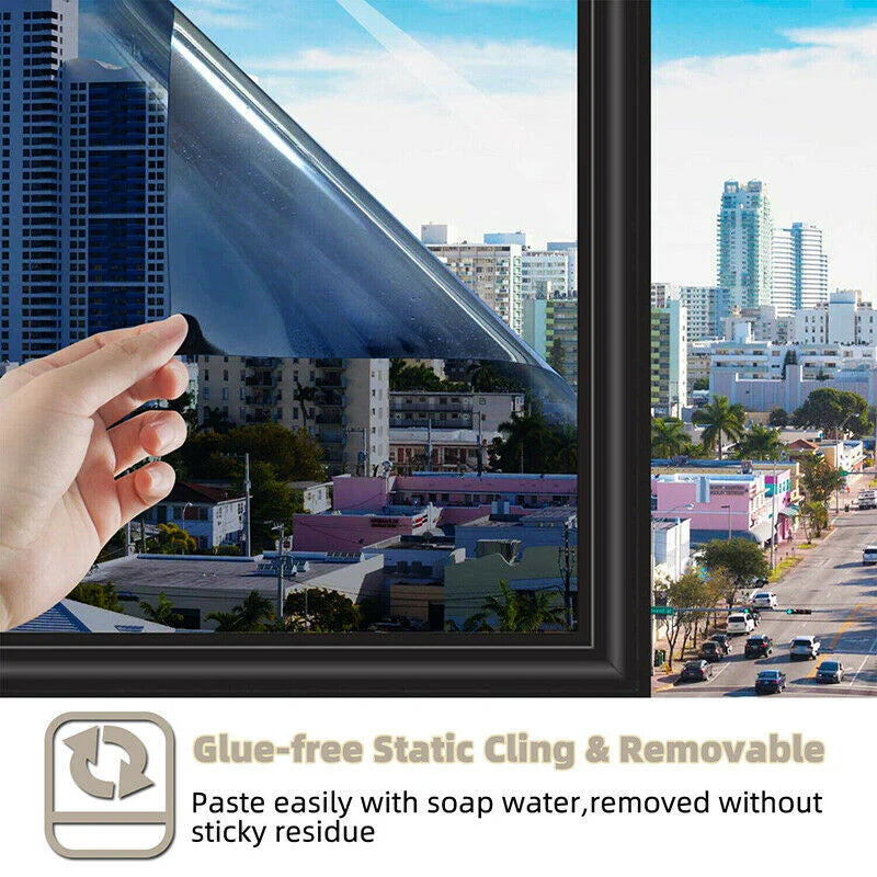 One-Way Mirror Window Film - Heat and UV Reflective Privacy Tint for Residential and Commercial Use