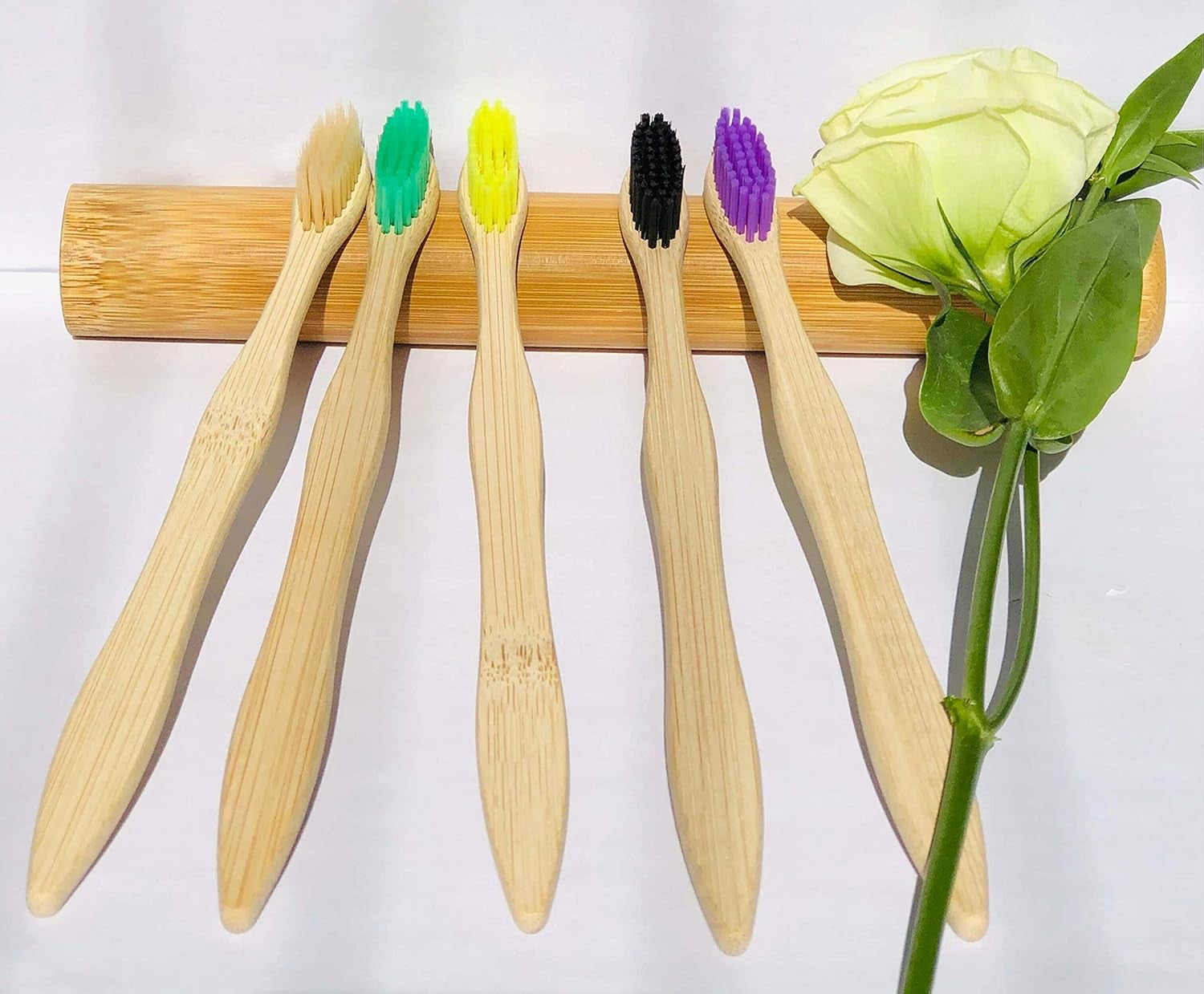Eco-Friendly Bamboo Toothbrushes - 10-Pack with Medium Firm Bristles, Biodegradable Wooden Toothbrushes